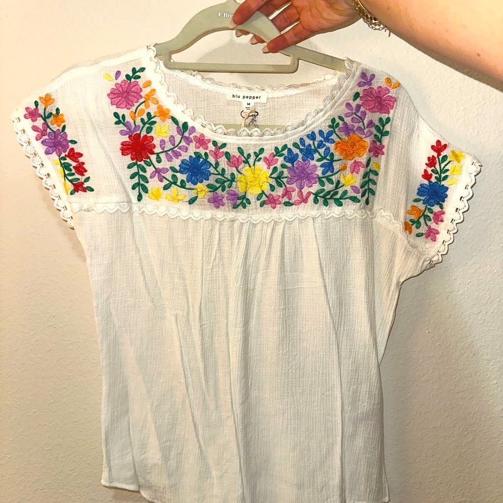 Embroidered White Top